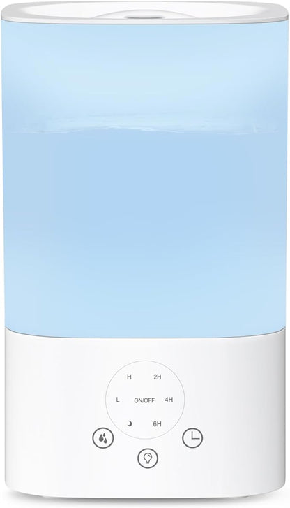 ZAFRO 3.2L Comfort Humidifier for Bedroom, Touch Panel with Timer, 7 Color LED Night Light, Top Fill Design & Three Mist Levels, Ultrasonic Cool Mist Humidifier with Auto Shut-off, White