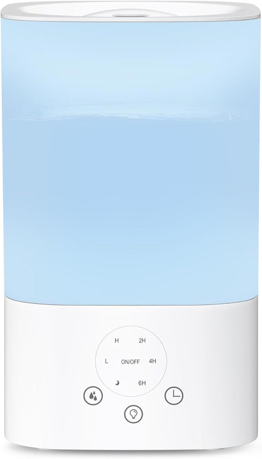 ZAFRO 3.2L Comfort Humidifier for Bedroom, Touch Panel with Timer, 7 Color LED Night Light, Top Fill Design & Three Mist Levels, Ultrasonic Cool Mist Humidifier with Auto Shut-off, White