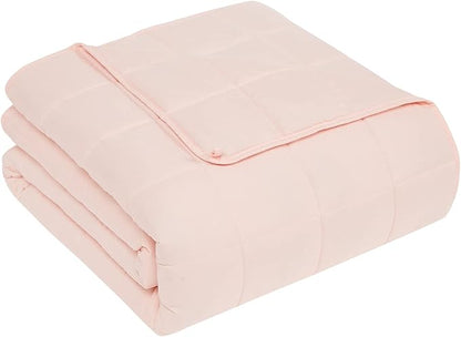CuteKing Weighted Blanket for Adults(12lbs, 48"x72", Pink) Heavy Blanket for 110-130lbs, Weighted Blanket for Cooling & Heating with Premium Glass Beads, Soft Thick Blanket for Adult All-Season