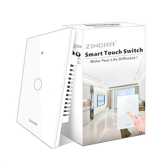 Smart Touch Wall Light Switch with Matter, Tempered-Glass Panel, Neutral Wire Required, Single-Pole, 2.4GHz Wi-Fi, App/Voice Control with Alexa/Google/Apple Home, Timers & Schedules – 1 Gang 120x72mm