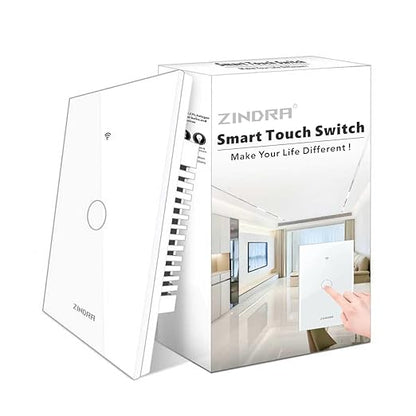 Smart Touch Wall Light Switch with Matter, Tempered-Glass Panel, Neutral Wire Required, Single-Pole, 2.4GHz Wi-Fi, App/Voice Control with Alexa/Google/Apple Home, Timers & Schedules – 1 Gang 120x72mm