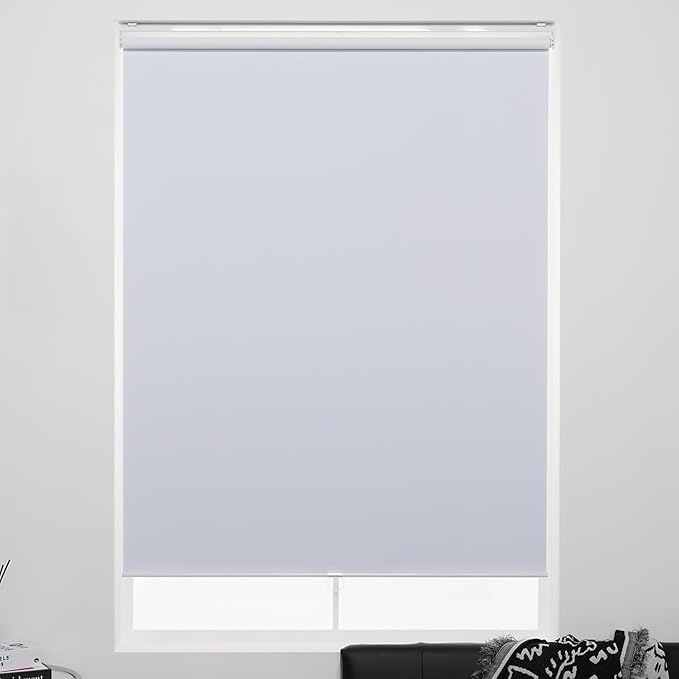 Cordless Roller Shades 100% Blackout Blinds for Windows and Doors, Pull Down Room Darkening Window Shades, Easy to Install for Home and Office, White, Fixed 75 Inches High, 35 Inches Width