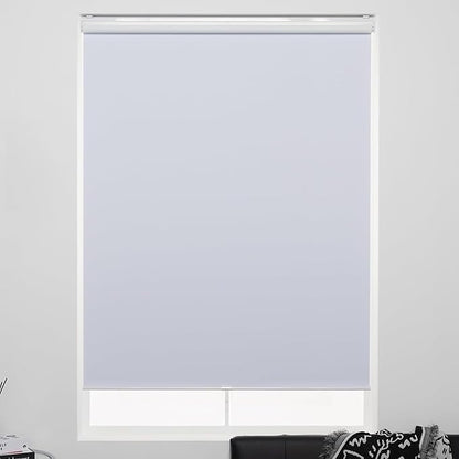 Cordless Roller Shades 100% Blackout Blinds for Windows and Doors, Pull Down Room Darkening Window Shades, Easy to Install for Home and Office, White, Fixed 75 Inches High, 24 Inches Width