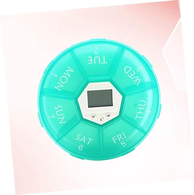 Compartments Electronic Pill Box with Built Alarm Clock Weekly Medication Organizer for Patients Portable Transparent Medicine Dispenser Case with Daily Reminders Green