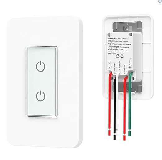 Nexete Smart Dual Light Switch, 2 in 1 Single Pole Double, Remote Voice Control Smart Life App Compatible With Alexa Google Assistant, 2.4GHz Wi-Fi Neutral Wire Required, White (2-Pack)