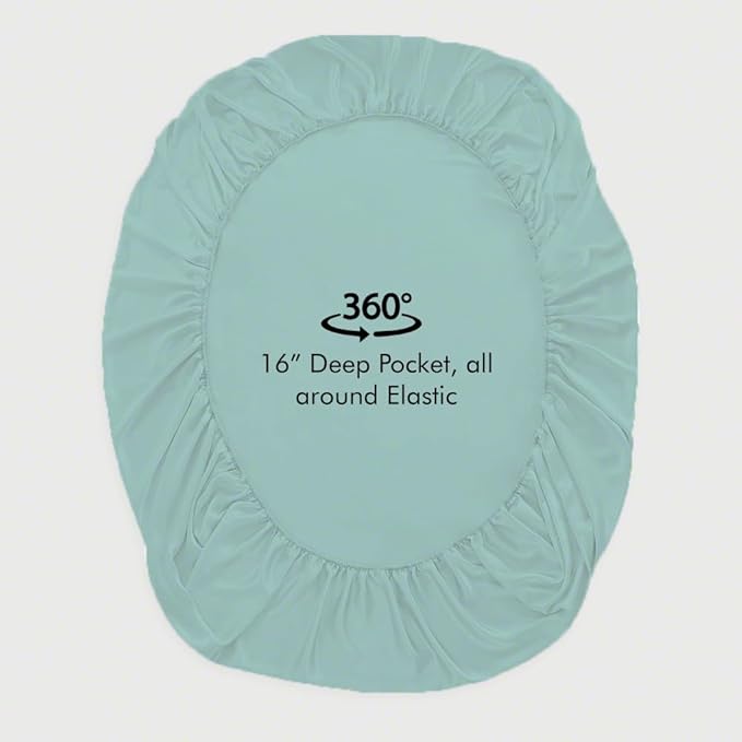 LINENWALAS Fitted Sheet Only Viscose Derived from Bamboo, Bottom Sheet for Twin XL Size Bed – 16” Deep Pocket, All Around Snug Fit – Cooling, Breathable, Soft, Hypoallergenic (Aqua, Twin XL)