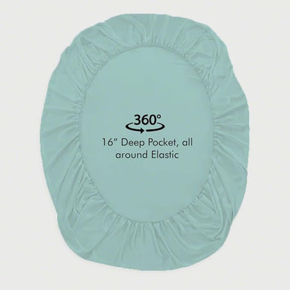 LINENWALAS Fitted Sheet Only Viscose Derived from Bamboo, Bottom Sheet for Twin XL Size Bed – 16” Deep Pocket, All Around Snug Fit – Cooling, Breathable, Soft, Hypoallergenic (Aqua, Twin XL)