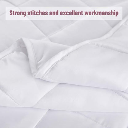 Dornroscn Cooling Queen Size Weighted Blanket 15lbs for Adult 60"x80" White,Breathable Viscose Made from Bamboo Heavy Blanket with Glass Beads for Hot Sleepers