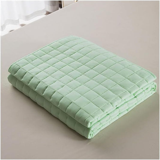Cotton Weighted Blanket for Adults, Heavy Blanket with Premium Glass Bead All-Season Even Weight Distribution for Single Double Bed Multi-Colour Light Green 152x203cm 4.5kg