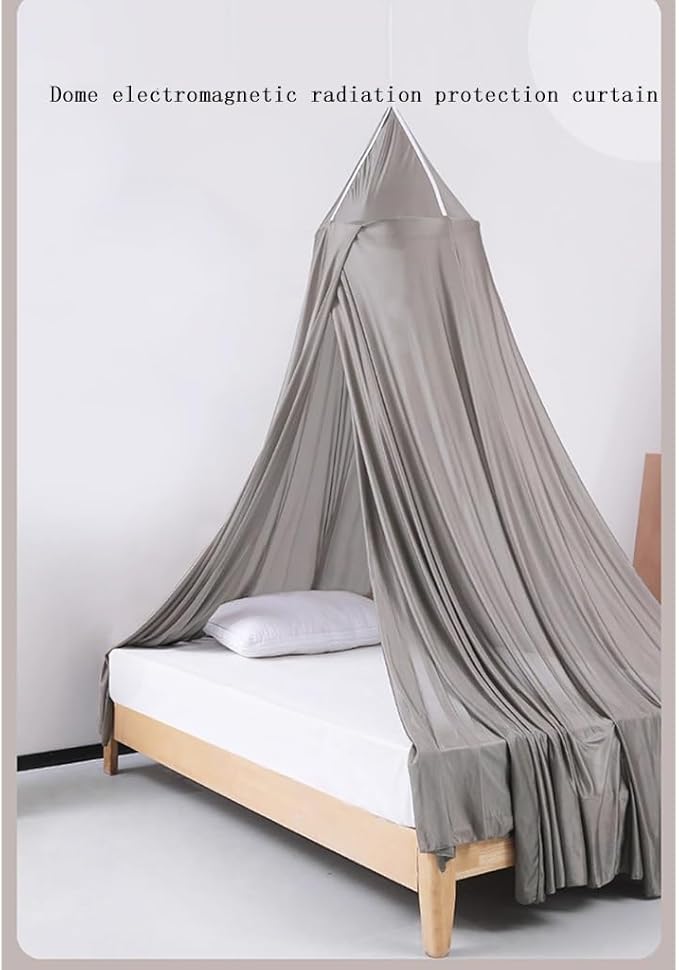 Round Anti Radiation Net Shield Bed Canopy, 100% Silver Fiber EMF Shielding Net Canopy, Blocks Radiation/EMF/WiFi/5G & Other RF Attenuation 10MHz-10GHz 35-60dB(Suitable for 1.2X2M beds)