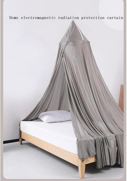 Round Anti Radiation Net Shield Bed Canopy, 100% Silver Fiber EMF Shielding Net Canopy, Blocks Radiation/EMF/WiFi/5G & Other RF Attenuation 10MHz-10GHz 35-60dB(Suitable for 1.2X2M beds)
