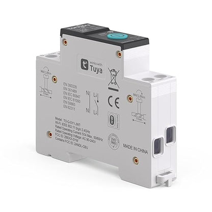 DIY 1P+N Smart Wi-Fi Switch, Work with Alexa and Google Assistant for Voice Control, 50A with Energy Monitor, Smart Life/Tuya APP Remote Control, Timer Functions, DIN Rail Mounted,FCC Certified