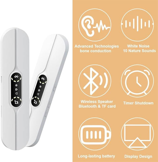 Pillow Speaker for Sleeping, Mini Bone Conduction Portable Sleep Aid with Stereo Bass, Bluetooth Sleep Bar for Deep Sleeping with White Noise, with Volume Control-Supports TF Function