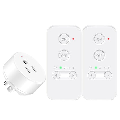 Remote Control Outlet,NineLeaf Wireless Light Switch and Remote Outlet Plug,500ft Control Range,15A/1500W for Appliance,Timer Outlet for Lights,Lamps,Fans,2 SW+ 1 Outlets