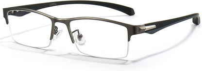 ANRRI Blue Light Glasses for Men Semi Rimless Rectangle Metal Frame UV Blocking Computer Glasses