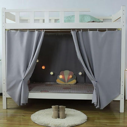 Blackout Bunk Bed Curtains Dorm Loft Privacy Cover Canopy Student Children Single Gray 2PCS