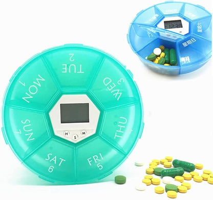 Weekly Pill Dispenser with Alarm, 7-Day Medicine Pill Organizer with up to 4 Alarms Per Day,Portable Smart Pill Box, Pill Reminder, Green