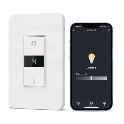 Milfra Smart Dimmer Switch Digital Display Single-Pole 3Way Dimmer Smart Switch 2024 New Model，Works with Siri, Alexa and Google Home，Voice and Remote Control，Neutral Wire Required, No Hub Required