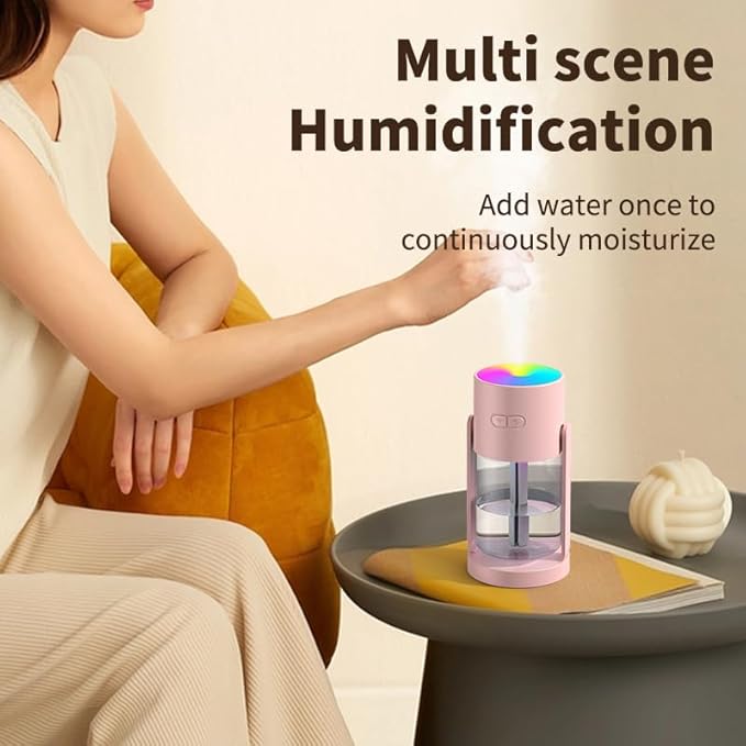 280ml Portable Shake Head Humidifier with Color LED Night Light, USB Personal Desktop Humidifier for Car, Home, Office, Travel, Auto Shutoff, Ultra-Quiet