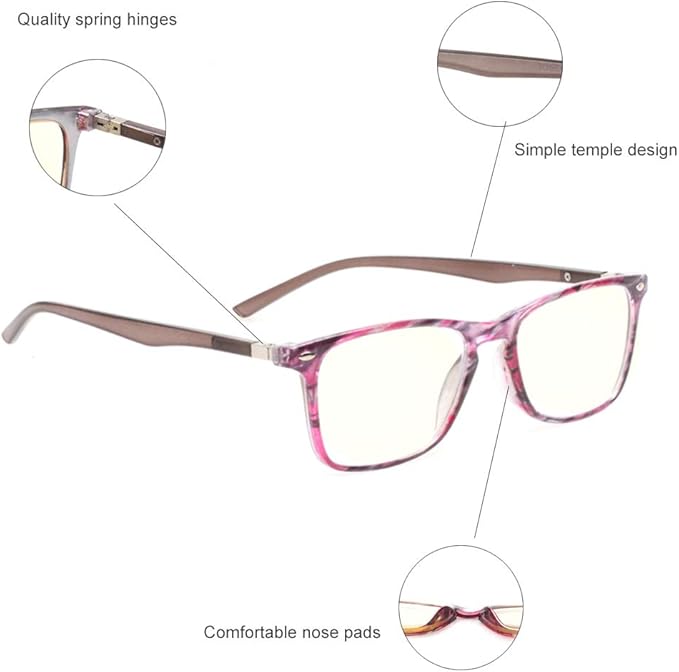 JOSCHOO Computer Reading Glasses Blue Light Blocking Readers Men and Women Glasses of Reading (Purple Stripe, 2.25)