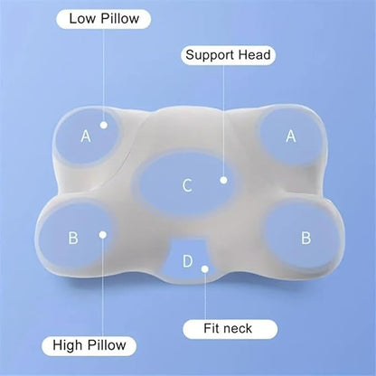 Ergonomic Memory Foam Pillow with Cotton Cover - Enhances Sleep, Orthopedic Design, Pressure Relief, Adjustable Loft. Contoured Fit for Neck & Shoulder Pain Alleviation (Light Grey)