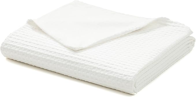 YnM Cotton Waffle Weave Duvet Cover for Weighted Blankets with 16 Strings (Coconut White, 60''x80'')