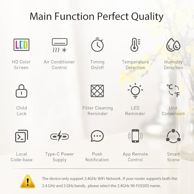 Smart Air Conditioner Controller, WenzhiIoT WiFi Thermostat for Mini-Split,Window,Portable AC&Heat Pumps Tuya Smart Life Wireless Remote Compatible with Alexa Google Home