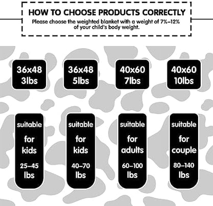 yescool Weighted Blanket 10 Pounds Twin Cooling Weighted Lap Blanket, Cow Print Heavy Blanket, Comfortable Weighted Throw Blanket Gift for 80-110lbs, 40"x60"