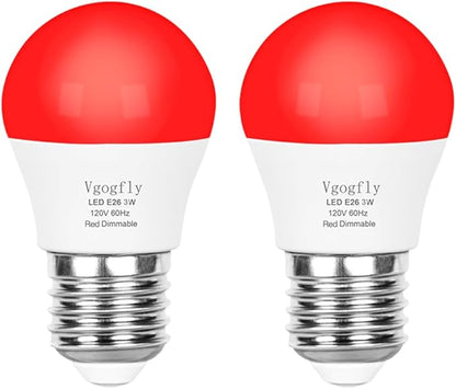 Vgogfly Red Light Bulb for Sleep Dimmable - Mood Setting Blue Light Blocking, A15 3W(25 Watt Equivalent) E26 Base for Bedroom, Longevity (2 Pack)