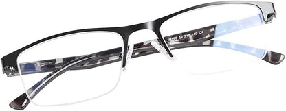 FONHCOO Reading Glasses for Women Men, Blue Light Blocking Reading Glasses Metal Half Frame Computer Readers Anti UV/Glare