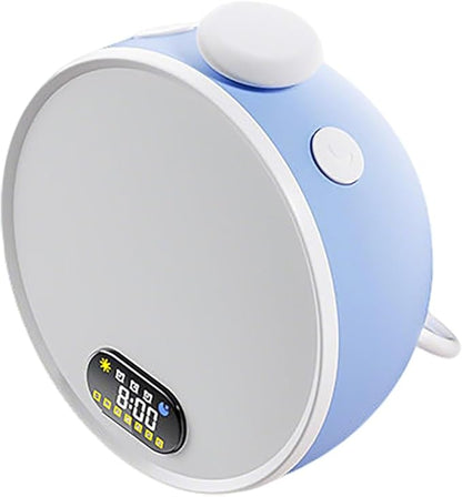Smart Wake Up Light & Sunrise Alarm Clock, 3 Gentle Wake-Up Modes, Sunset Sleep Aid, Portable Dimmable Bedside Lamp with Rechargeable Battery for Home Travel(Blue)