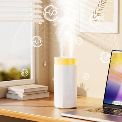 HomeBeyond Portable Mist Humidifier for Bedroom, 1.1L USB Charging and Plug-In Dual-Use, 28dB Quiet Dual Nozzle Air Humidifier for Home Baby Nursery & Plants, 8H Auto Shut-off and Warm Night Light