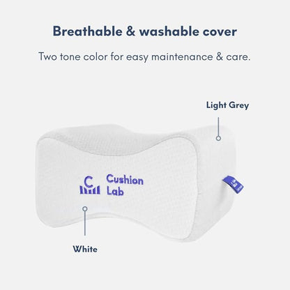Cushion Lab Extra Dense Orthopedic Knee Pillow for Back Pain Relief, Leg Pain, Hip, Pregnancy, Sciatica & Joint Pain - Memory Foam Wedge Pillow Contour