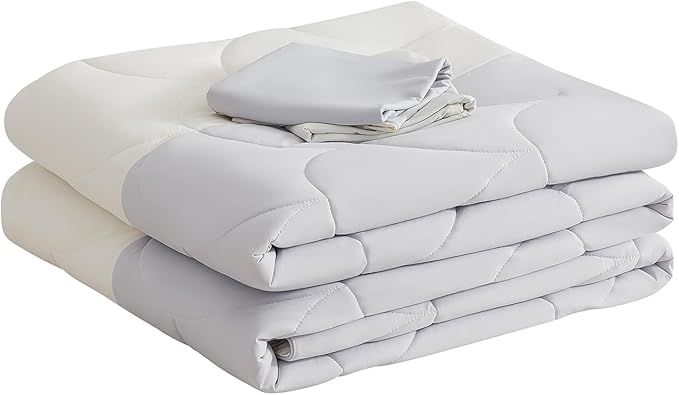 Cooling Blanket for Hot Sleepers - King Size Lightweight Breathable Tencel Blend, Double Sided All-Season Comforter, Temperature Regulating & Machine Washable (Grey+White, King (90''x104''))