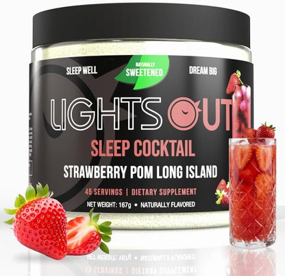EarlyBird Lights Out Sleep Powder, Strawberry Punch Calm Sleep Drink Mix with PharmaGABA, Magnesium & L-Theanin, Natural Sleep Aid for Adults, Calming Drink Mix for Relaxation & Sleep, 45 Scoops