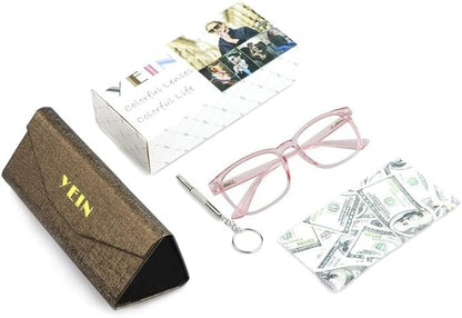 YEIN Progressive Multifocus Reading Glasses, Spring Hinge Blue Light Blocking Glasses for Women, No Line Multifocal Readers with Clear Lenses (+0.00/+2.25 magnification)
