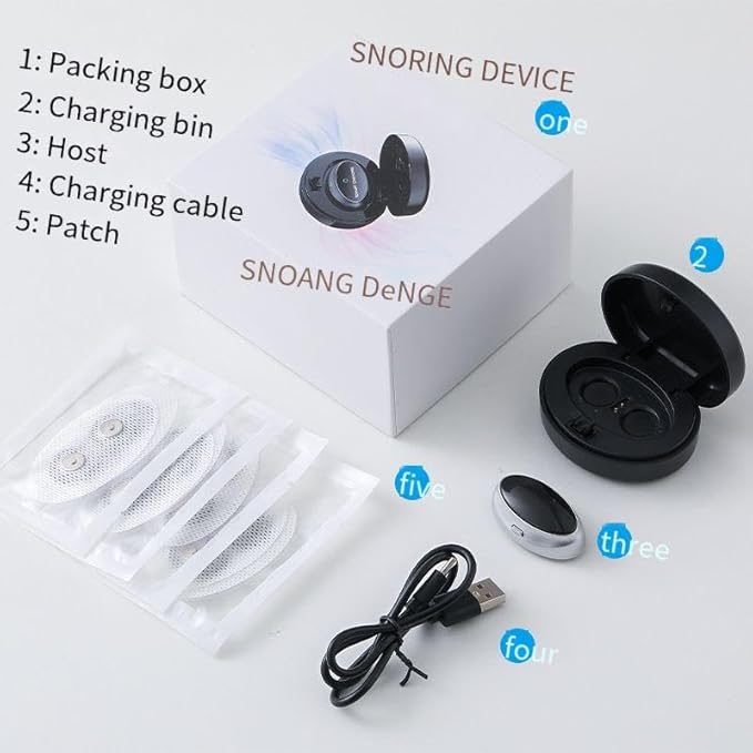 Compact Wireless Charging Case, Black，Electric Sleep Apnea Device, Good Sleep,Type C Rechargeable, Portable, Throat Pulse Stop Snoring Device,Electric Snoring Corrector