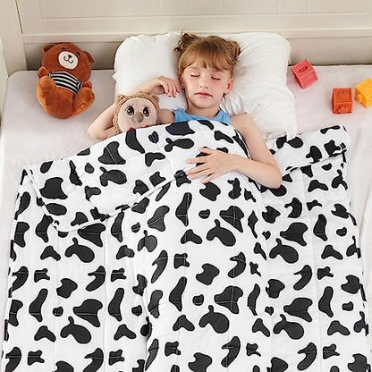 yescool Weighted Blanket 10 Pounds Twin Cooling Weighted Lap Blanket, Cow Print Heavy Blanket, Comfortable Weighted Throw Blanket Gift for 80-110lbs, 40"x60"