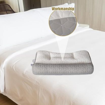 Orthopedic Deep Sleep Pillow - New Sleep Apnea & Ergonomic Pillow for Neck, Shoulder & Side, Back, Stomach Sleepers (Light Grey)