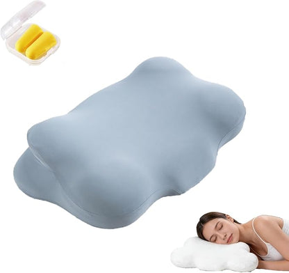 Cloud Pillow, Ergonomic Memory Foam Pillows – Dual Height Contour Cervical Support with Breathable Cover, Cervical Neck Support Pillow, for Side, Back and Stomach Sleepers (Lake Blue)