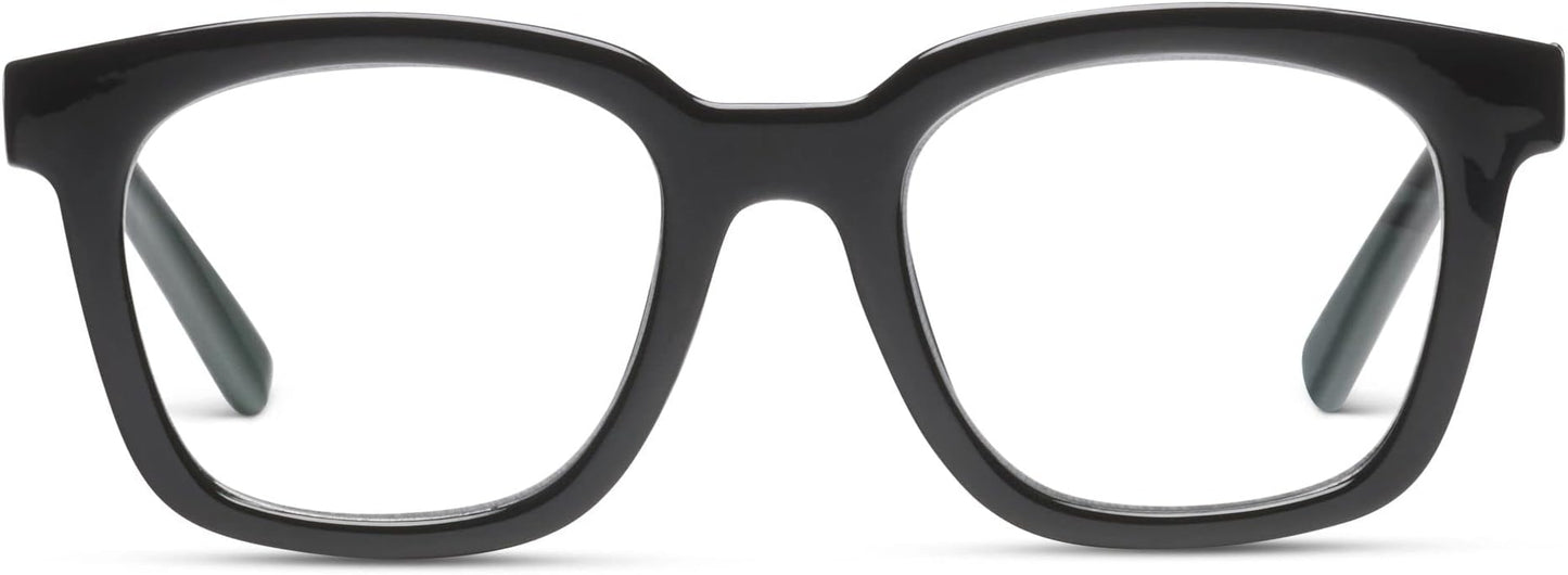 Peepers by PeeperSpecs Women's to The Max Square Blue Light Blocking Reading Glasses, Black, 49 + 2.25