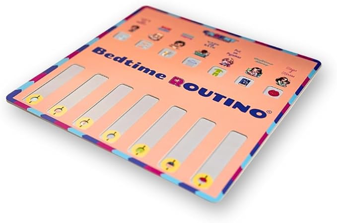 ROUTINO Bedtime Routine Chart for Kids, Visual Schedule with Interactive Paper Slider, Evening Sleep Tracker for Children, Promotes Consistent Nighttime Habits & Restful Sleep