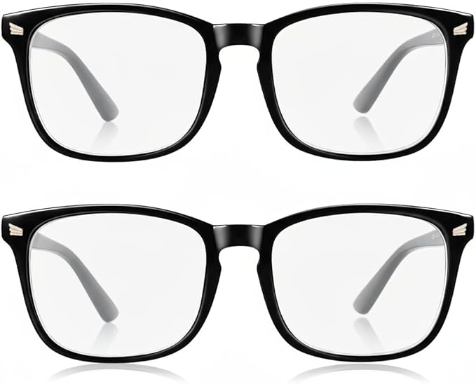 2 Packs Professional Sleep Glasses with 97.6% Blue Light Blocking Dual AR Coatings Clear Lens, Computer Gaming Glasses for Men Women, Anti Fatigue & Eye Strain