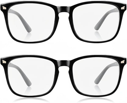 2 Packs Professional Sleep Glasses with 97.6% Blue Light Blocking Dual AR Coatings Clear Lens, Computer Gaming Glasses for Men Women, Anti Fatigue & Eye Strain