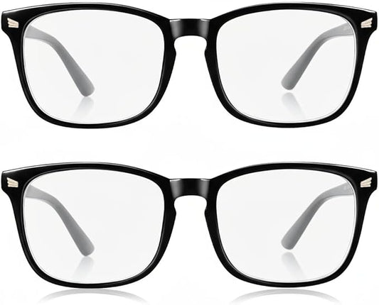 2 Packs Professional Sleep Glasses with 97.6% Blue Light Blocking Dual AR Coatings Clear Lens, Computer Gaming Glasses for Men Women, Anti Fatigue & Eye Strain