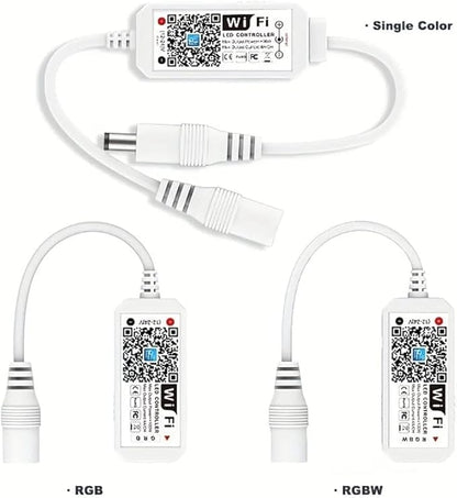 WiFi RGBW Controller Magic Home APP Compatible with Alexa Google Home for DC12-24V LED Strip Light Voice Dimmer (WiFi, RGBW)