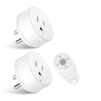 Remote Control Outlet,Greencycle Remote Light Switch and 2 Plugs,Wireless Light Switch,500ft Range,No Wiring Needed,15A/1500W for Household Appliances,FCC Certified,White