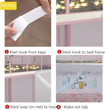 Fine Hole Stick-on Mosquito Net Canopy for Bunk Bed Twin Top Bottom