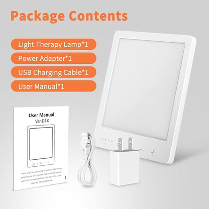 EasyHome Light Therapy Sun Lamp 10000 Lux LED Energy with 10 Adjustable Brightness Dual Color Temperature Adjustment White Warm Light 4 Timer and Memory Function