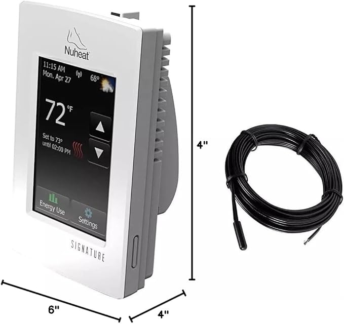 nVent NUHEAT Signature Programmable WiFi Dual-Voltage Floor Heating Thermostat with Touchscreen Interface, Compatible with Alexa, Google Assistant, and IFTTT